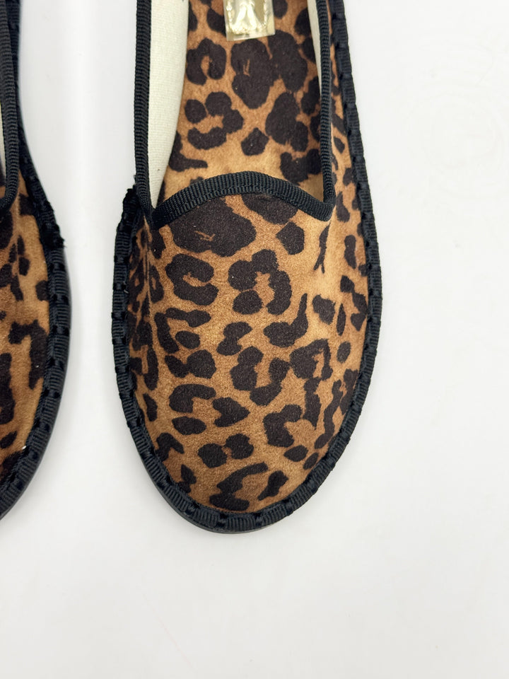 Willemien animal print soft fabric Friulane slippers by Emma & Rose Cape Town, featuring luxurious spotted fabric and comfortable slip-on style.