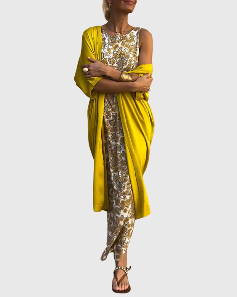 Yellow Vivian™ elegant two-piece set by Emma & Rose Cape Town, featuring stylish top and matching skirt for a sophisticated look.