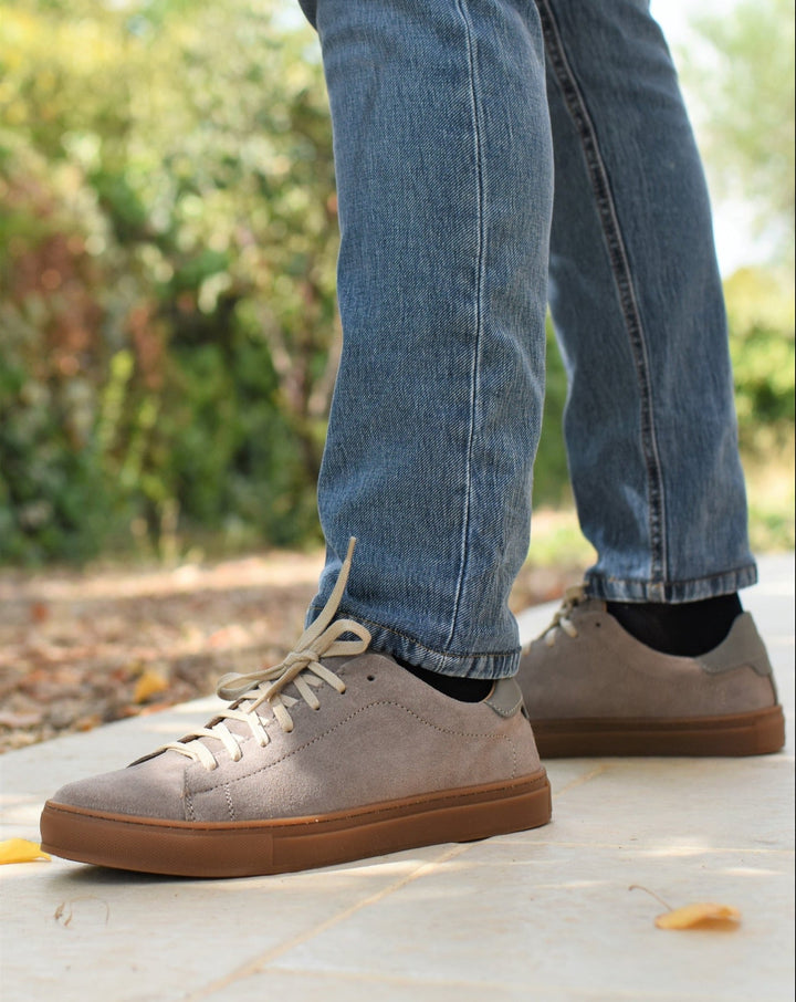 Emma & Rose Cape Town Ostuni™ full taupe shoes with sleek design and comfortable fit, shown in a close-up image.