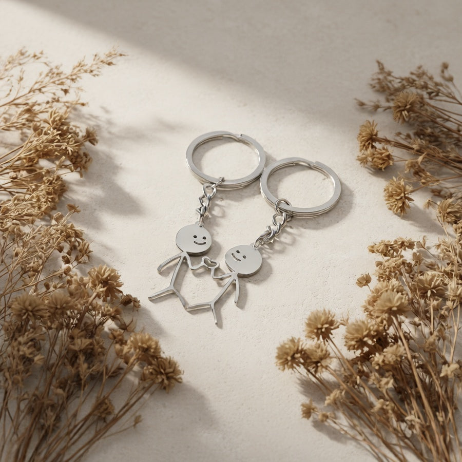 Two-piece family jewelry set by Emma & Rose Cape Town featuring silver-like finish, designed for a cute family look.