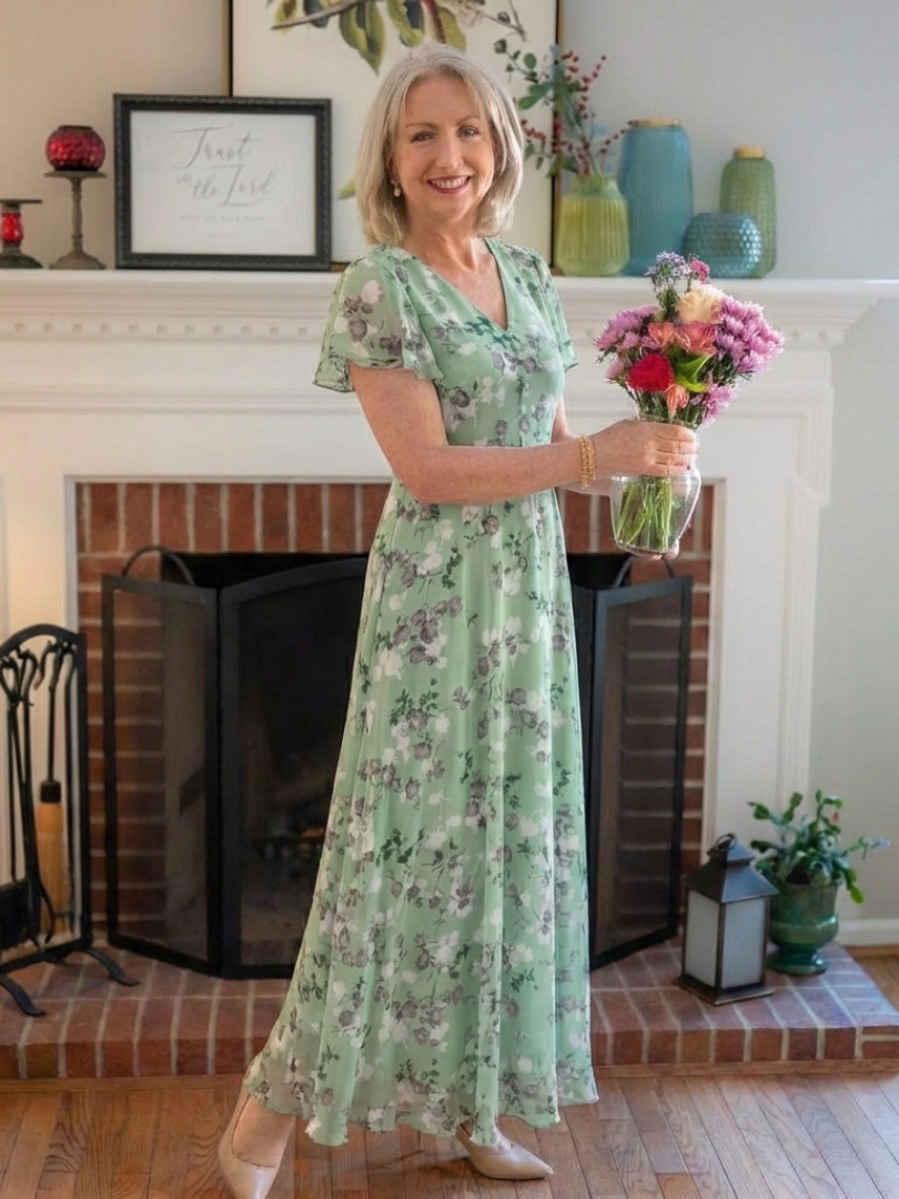 Sky blue floral maxi dress by Emma & Rose Cape Town, flowing design with elegant, lightweight fabric perfect for summer wear.