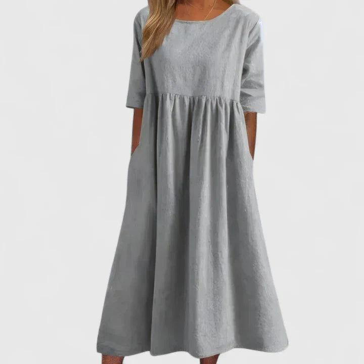 Sky blue Thalyvia™ comfortable dress by Emma & Rose Cape Town, featuring a relaxed fit and soft fabric for casual wear.