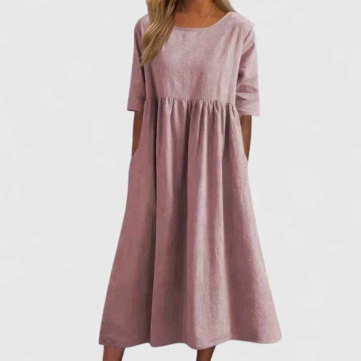 Sky-blue Thalyvia™ comfortable dress by Emma & Rose Cape Town, featuring a relaxed fit and elegant design.