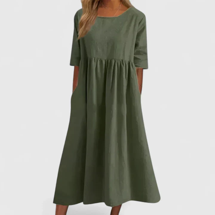 Sky-blue Thalyvia™ comfortable dress by Emma & Rose Cape Town, featuring a relaxed fit and stylish design.