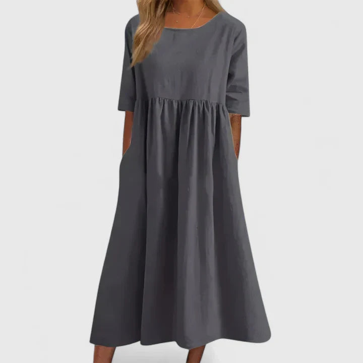 Sky blue Thalyvia™ comfortable dress by Emma & Rose Cape Town, featuring a relaxed fit and elegant design.