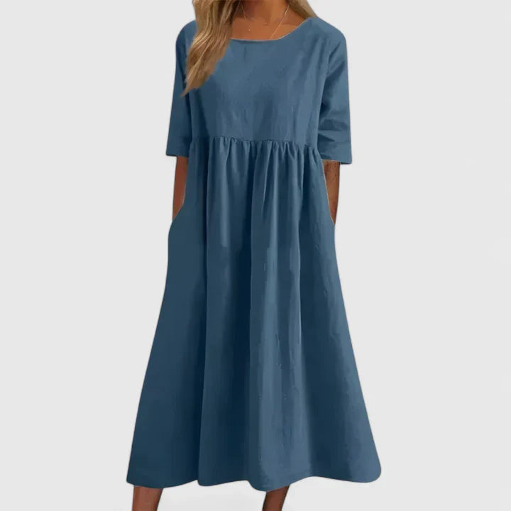 Sky blue Thalyvia™ comfortable dress by Emma & Rose Cape Town, featuring soft fabric and relaxed fit for casual wear.