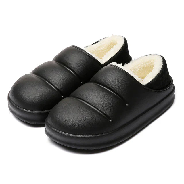Black Yana™ slippers by Emma & Rose Cape Town, super comfortable slip-on footwear for cozy indoor wear.