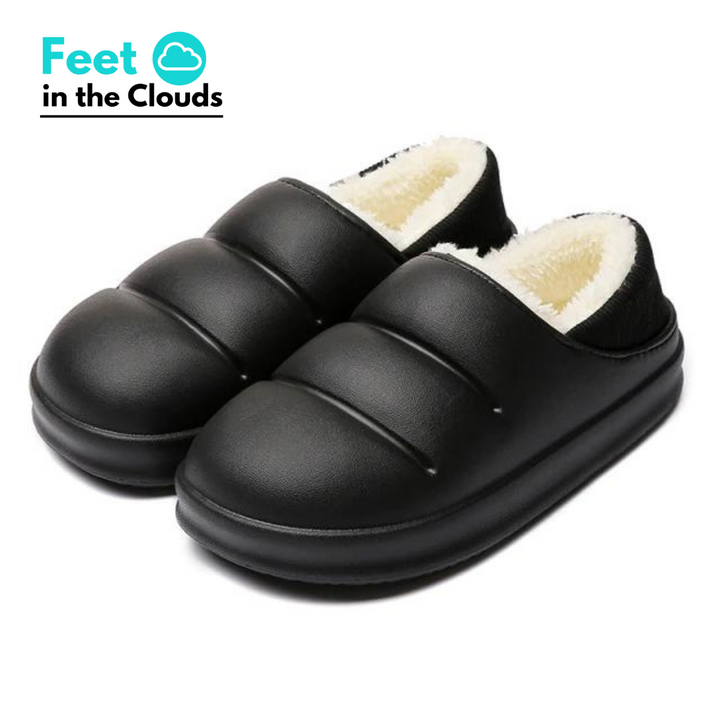 Black Yana™ slippers by Emma & Rose Cape Town, super comfortable slip-on slippers for cozy indoor wear.