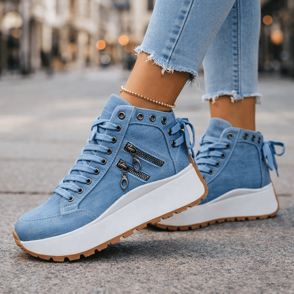 Emma & Rose Cape Town Nana™ chunky trainers, blue sneakers with thick soles and stylish design, size 36.