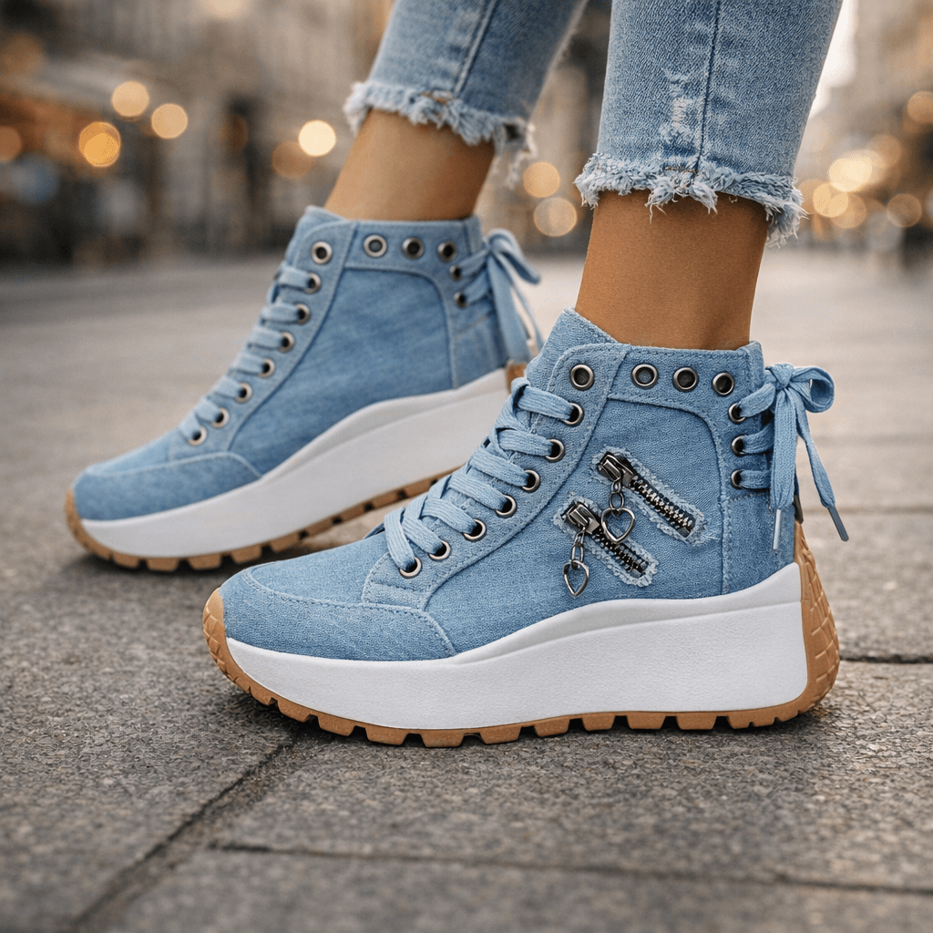 Emma & Rose Cape Town Nana™ chunky sneakers in blue, stylish sneakers with a chunky sole and modern design, size 36.