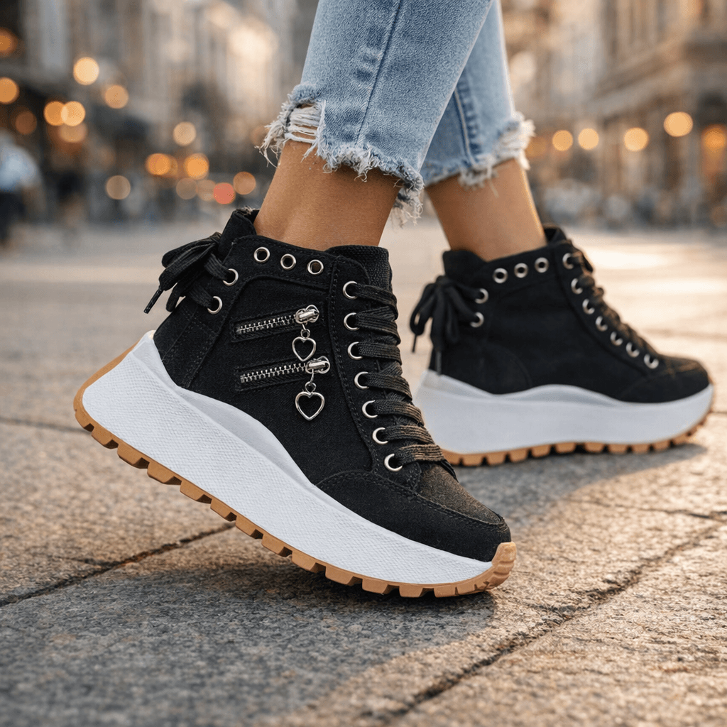 Emma & Rose Cape Town Nana™ chunky sneakers in blue, showing stylish, chunky design with white soles and laces.