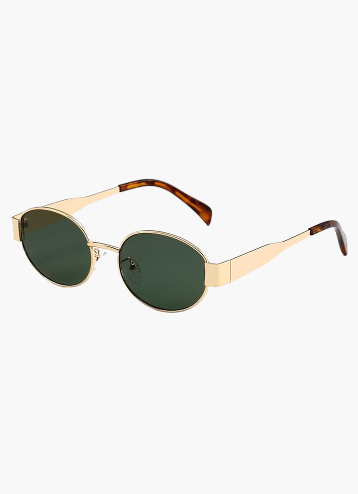 Emma & Rose Cape Town Zariyah stylish sunglasses with gold frame and green lenses, trendy Sonnenbrille for a chic look.