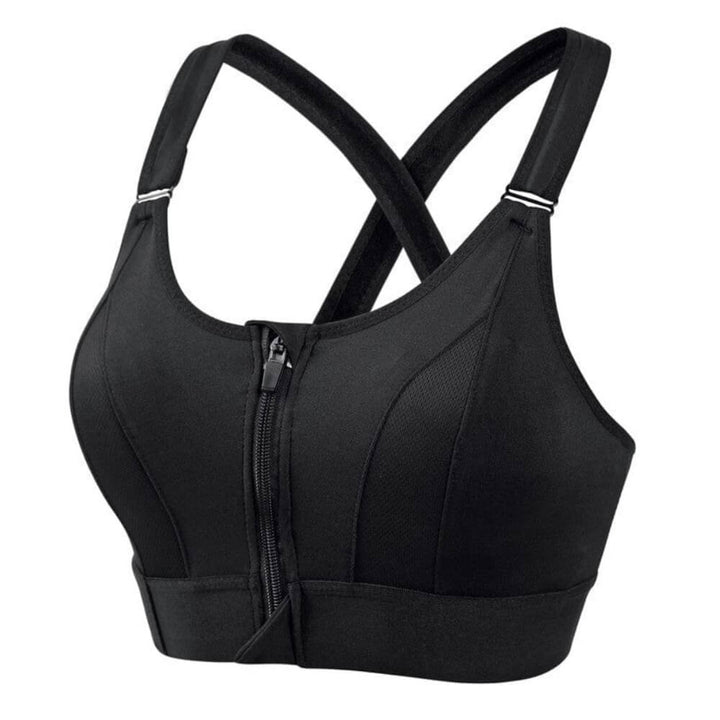 Black Emma & Rose Cape Town Velora sports bra with supportive design, featuring adjustable straps and breathable fabric.