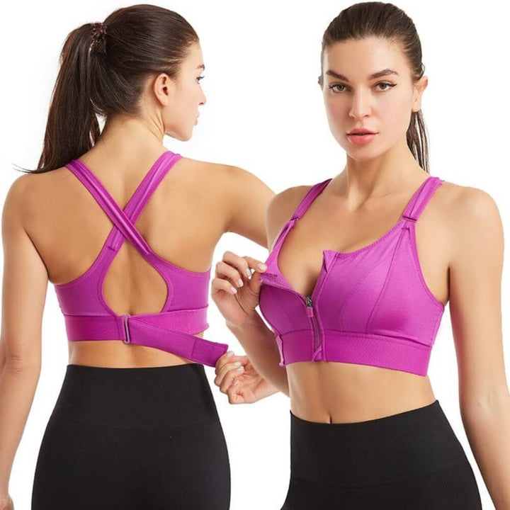 Black Velora sports bra with support by Emma & Rose Cape Town, designed for active wear and offering comfortable fit.