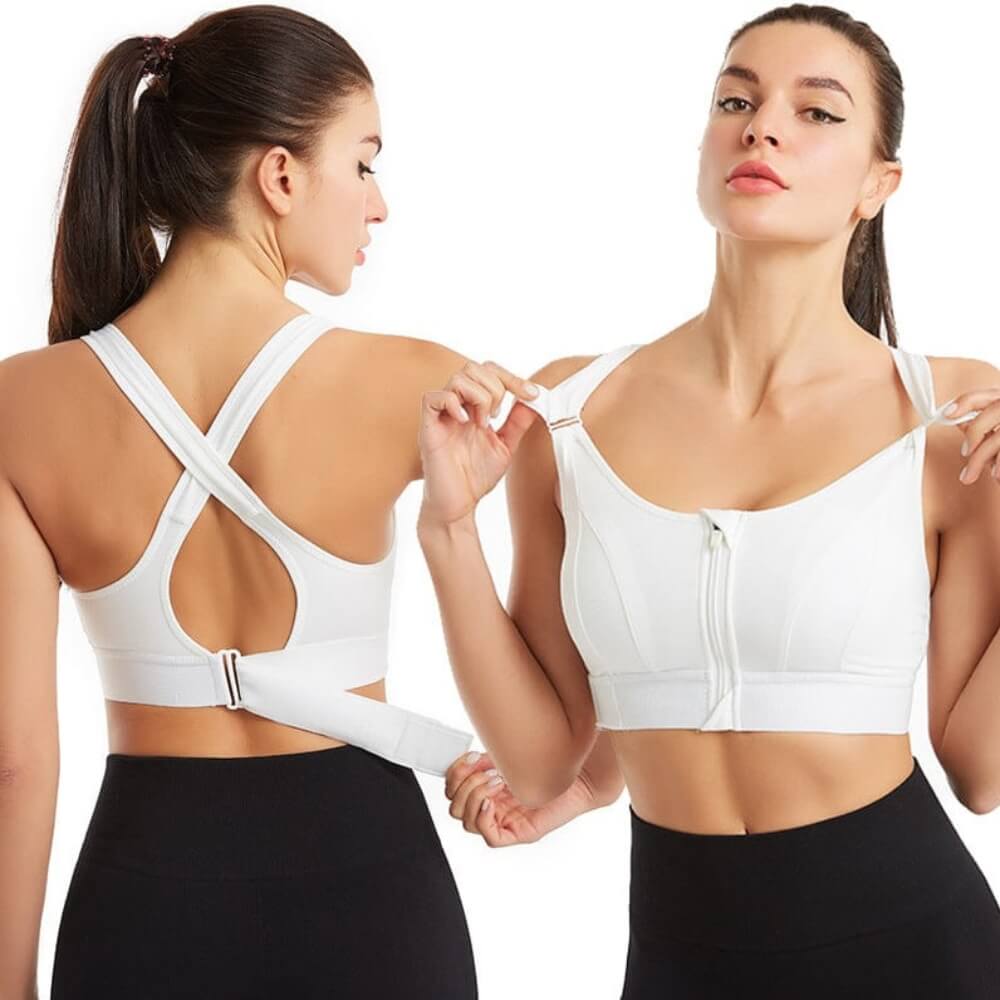Black Emma & Rose Velora sports bra with support, designed for active wear, featuring adjustable straps and breathable fabric.