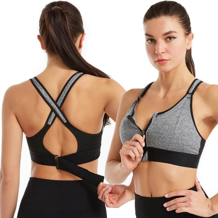 Black Velora sports bra by Emma & Rose Cape Town with supportive design and breathable fabric for active wear.