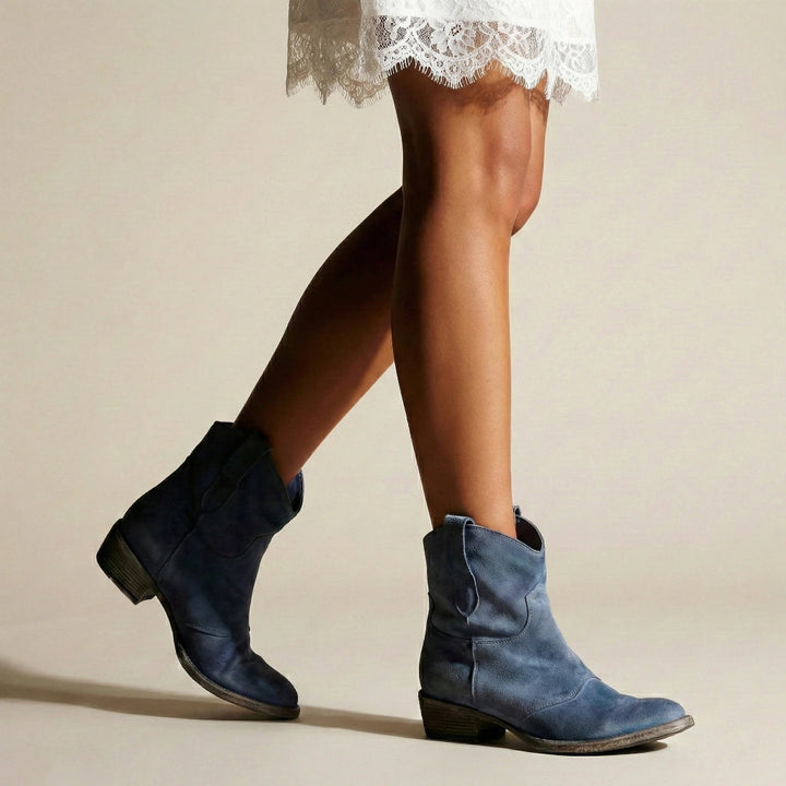 Brown Carien™ ankle cowboy boots for women by Emma & Rose Cape Town, featuring fur lining and classic Western style.