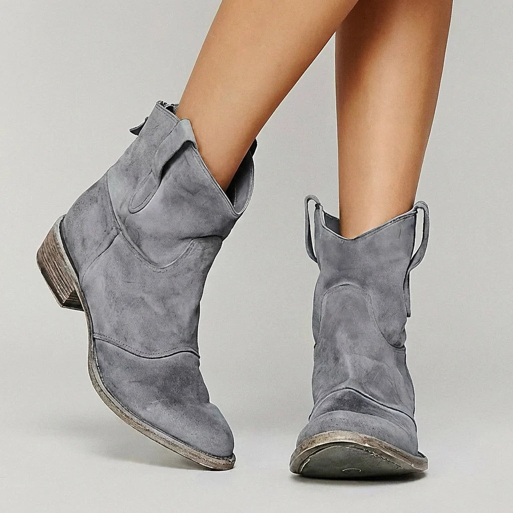 Brown Carien™ ankle cowboy boots for women by Emma & Rose Cape Town, featuring fur lining and classic Western style.