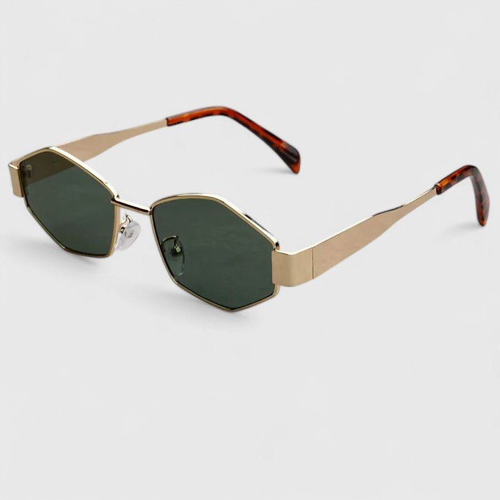 Emma & Rose Cape Town Makynna sophisticated sunglasses with gold frames and grey lenses, stylish and elegant for sunny days.