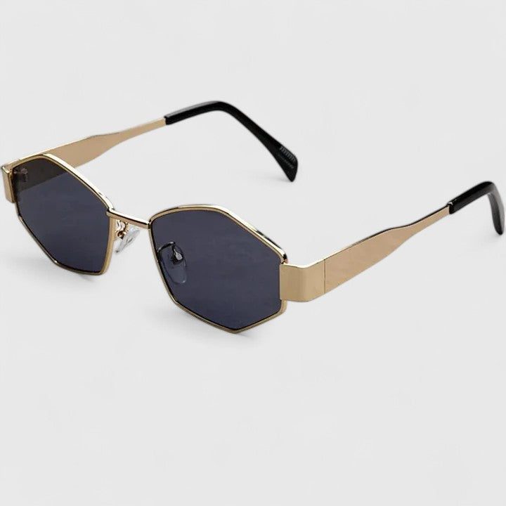 Emma & Rose Cape Town Makynna sophisticated sunglasses with gold frames and grey lenses, stylish eyewear for a modern look.