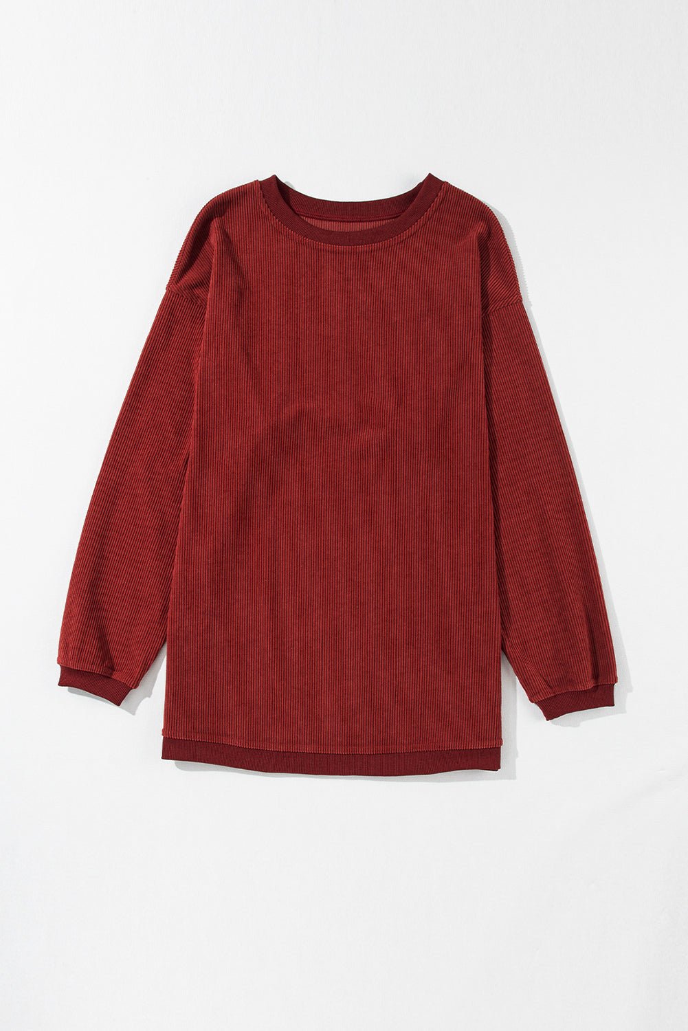 Apricot Drop Shoulder Rib Knit Oversized Sweatshirt