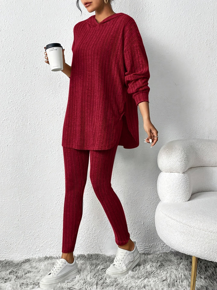 Teal Daniëlle™ Camden ribbed knit set by Emma & Rose Cape Town, featuring a fitted top and matching pants.