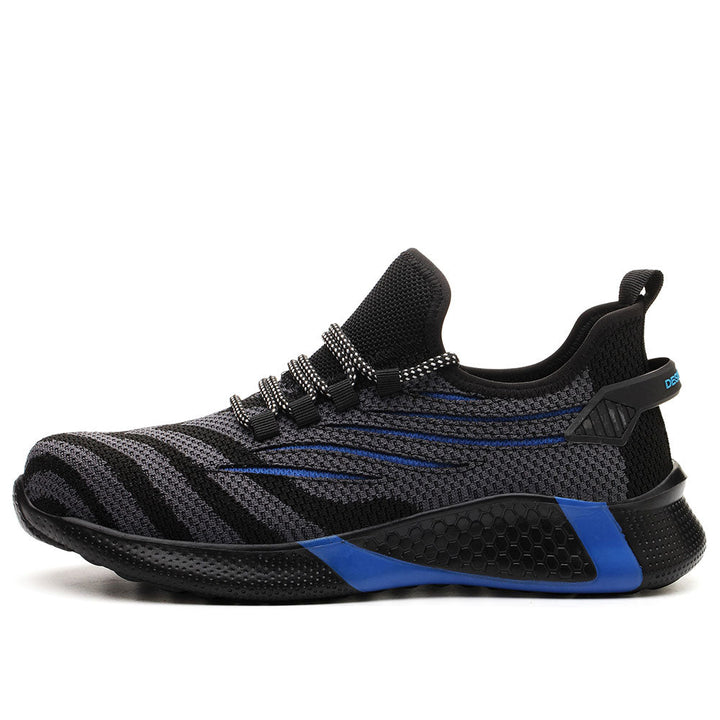 Emma & Rose Cape Town Protective™ indestructible trainers with lightweight steel toe, blue non-slip flexible sneakers for durability.