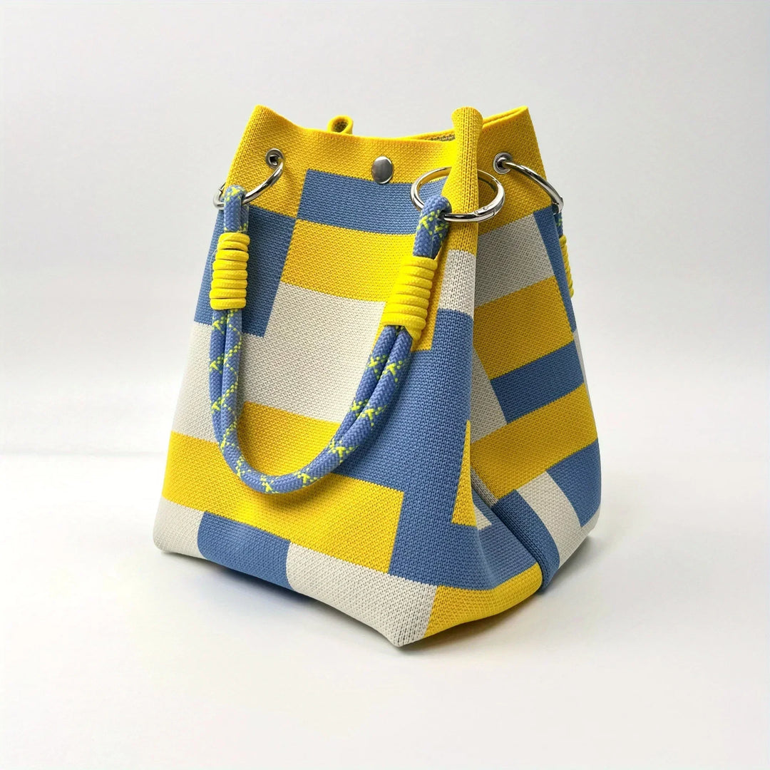 Corvina™ tote bag by Emma & Rose Cape Town featuring a tropical sunset design with vibrant colors and spacious interior.