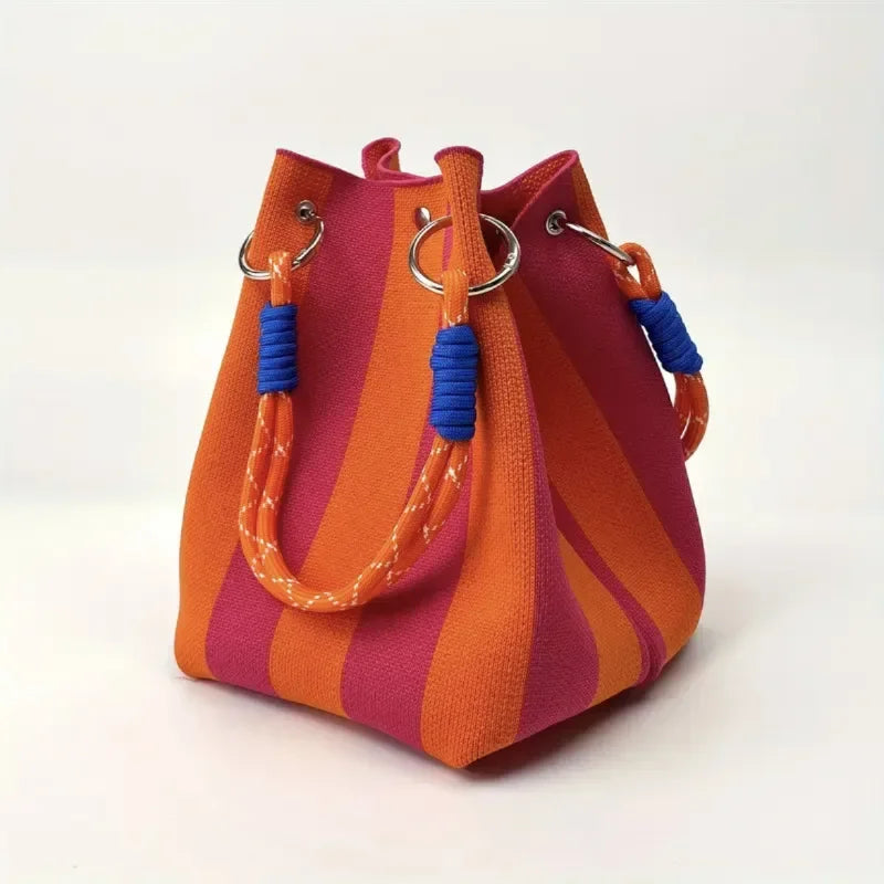 Corvina™ tote bag by Emma & Rose Cape Town featuring a tropical sunset design with vibrant colors and spacious interior.