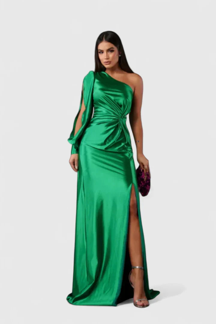 Turquoise Alionessah™ elegant maxi dress by Emma & Rose Cape Town, lightweight flowing fabric, V-neck, and sleeveless design.
