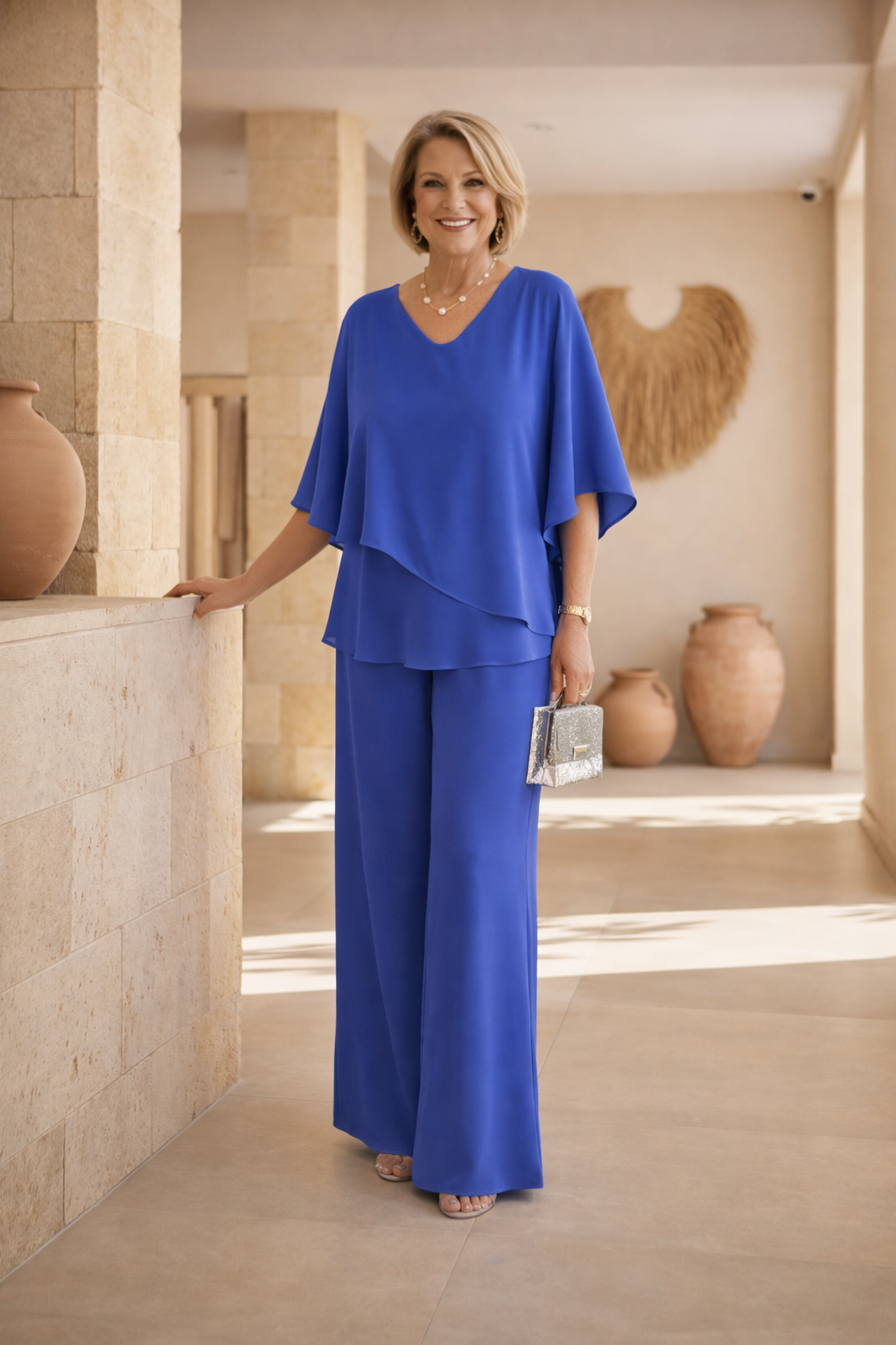Beige Martha wide-leg two-piece set by Emma & Rose Cape Town featuring a relaxed, effortless fit and stylish design.