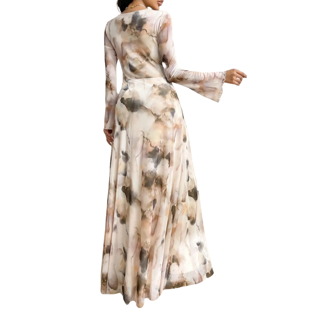 Celeste™ Mesh Print Elegance Dress by Emma & Rose Cape Town, featuring a stylish mesh pattern and elegant fit, displayed on a model.