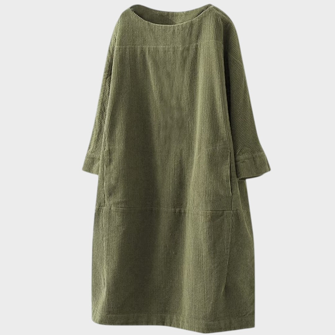 Emma & Rose Cape Town Paula soft luxurious fabric red corduroy dress, stylish sleeveless vestido for women.
