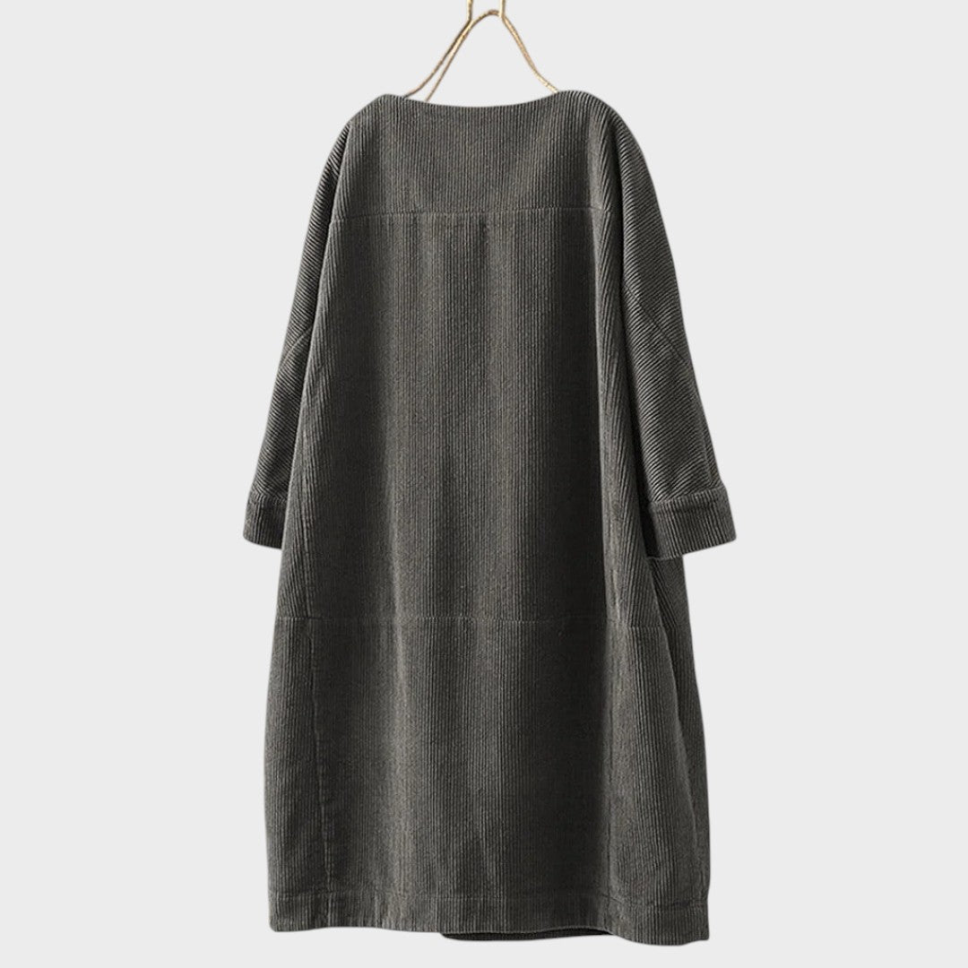 Red Paula™ Emma & Rose Cape Town corduroy dress featuring soft, luxurious fabrics and a stylish, comfortable vestido design.