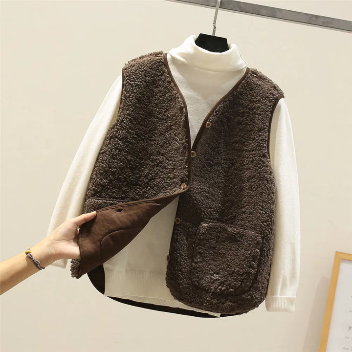 Emma & Rose Cape Town Faye™ beige vest made from luxe soft, luxurious fabrics, stylish and comfortable vest for women.