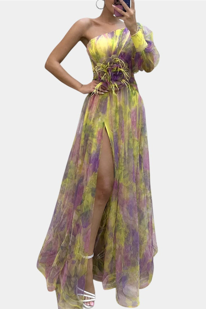 Emma & Rose Cape Town Danyzhel elegant yellow maxi dress, perfect for wedding guests, featuring a flowing, stylish design.