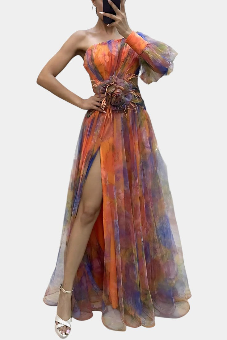 Yellow Danyzhel™ elegant maxi dress by Emma & Rose Cape Town, perfect for wedding guests, flowing and stylish for special occasions.