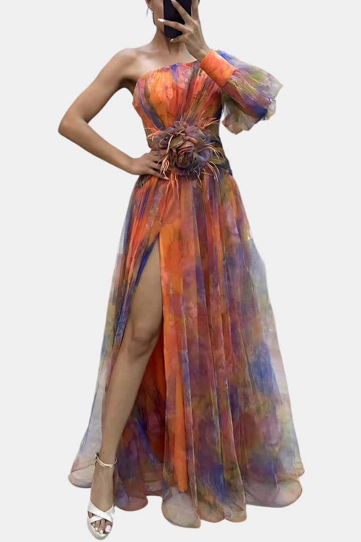 Yellow Danyzhel™ elegant maxi dress by Emma & Rose Cape Town, perfect for wedding guests, flowing and stylish for special occasions.