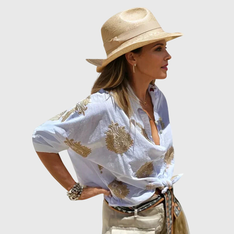 White Josie Light Chic Blouse by Emma & Rose Cape Town, featuring a stylish, elegant design with a relaxed fit.