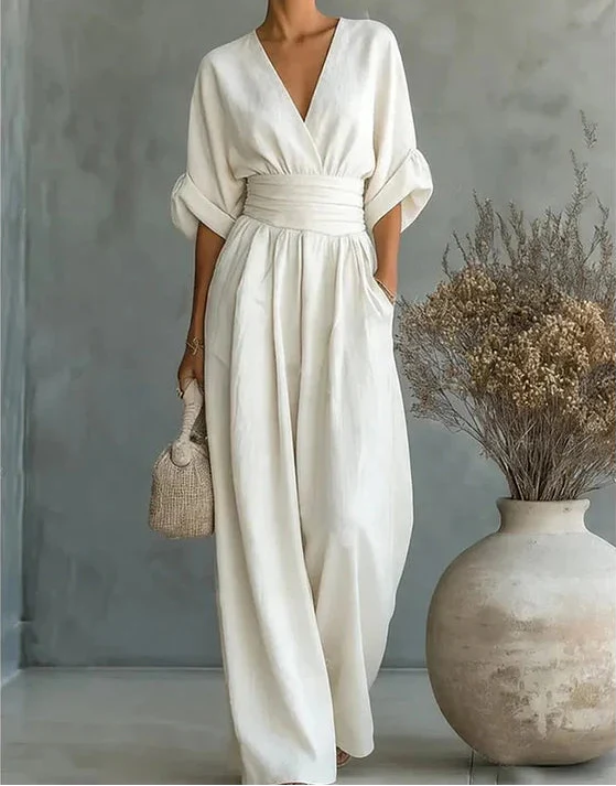 Daniela™  | Elegant V-neck Jumpsuit with Wide Legs