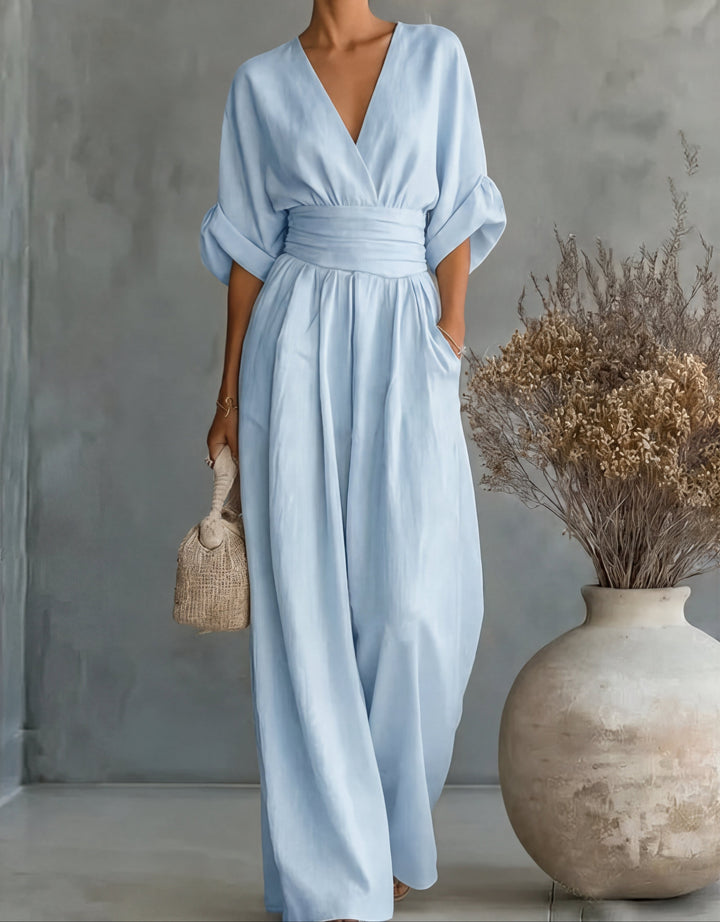 Daniela™  | Elegant V-neck Jumpsuit with Wide Legs