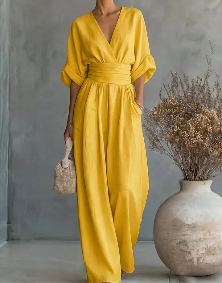 Daniela™  | Elegant V-neck Jumpsuit with Wide Legs
