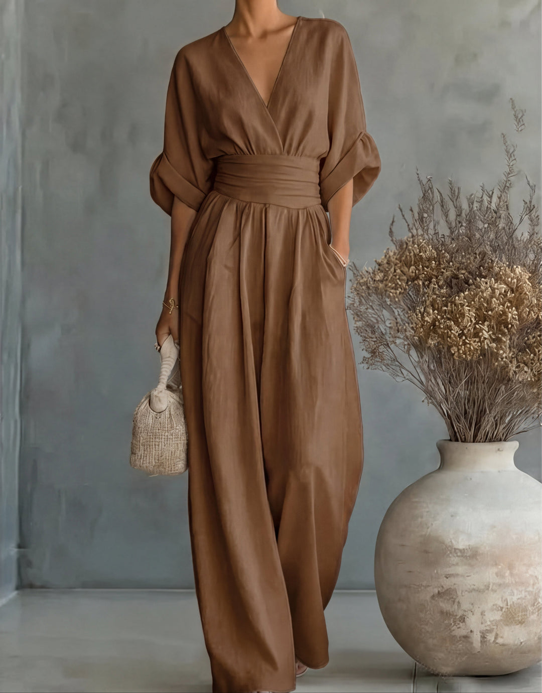 Daniela™  | Elegant V-neck Jumpsuit with Wide Legs