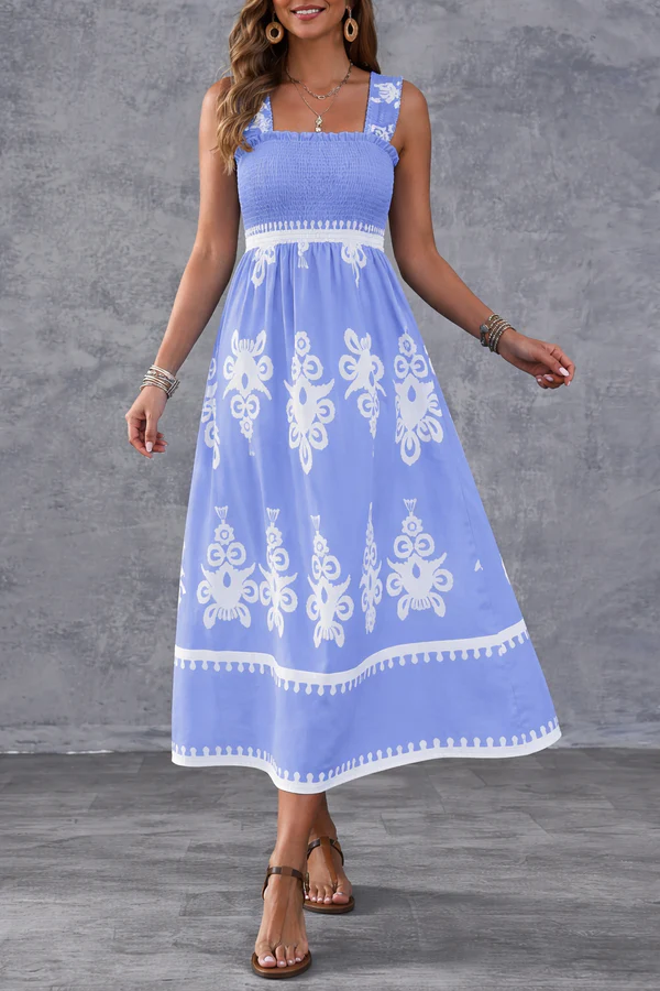 Emma & Rose Cape Town Martina maxi dress with artistic print, featuring a flowing design and elegant style.