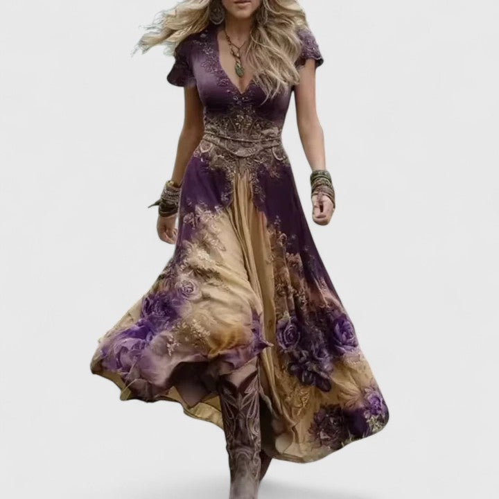 Elegant purple women’s dress by Emma & Rose Cape Town, featuring a sophisticated design and tailored fit.