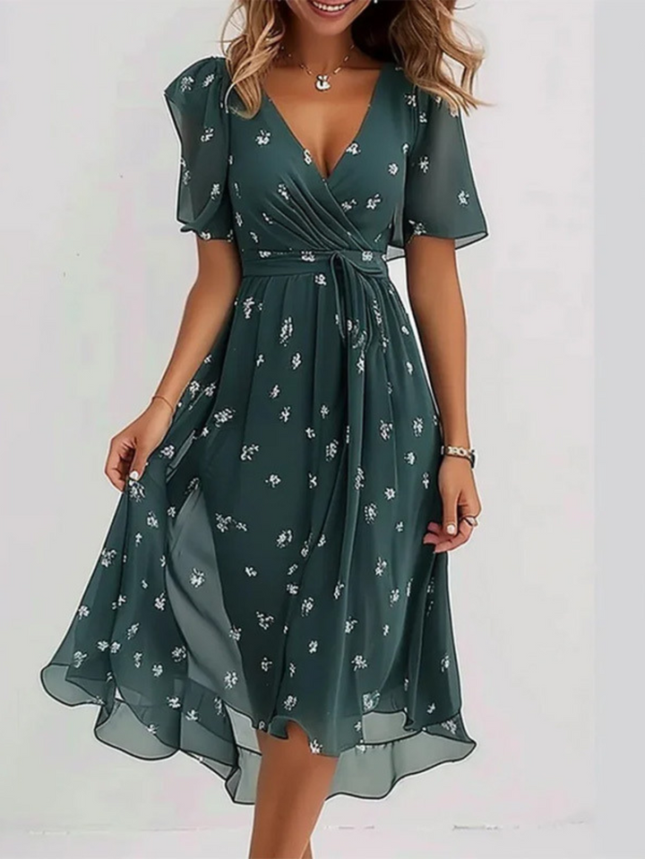 Brown Matilda™ summer dress belly cover for women, designed by Emma & Rose Cape Town, shown on a mannequin.