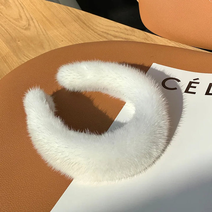 Black Monarque faux fur headband by Emma & Rose Cape Town, stylish women's accessory with soft, plush faux fur.