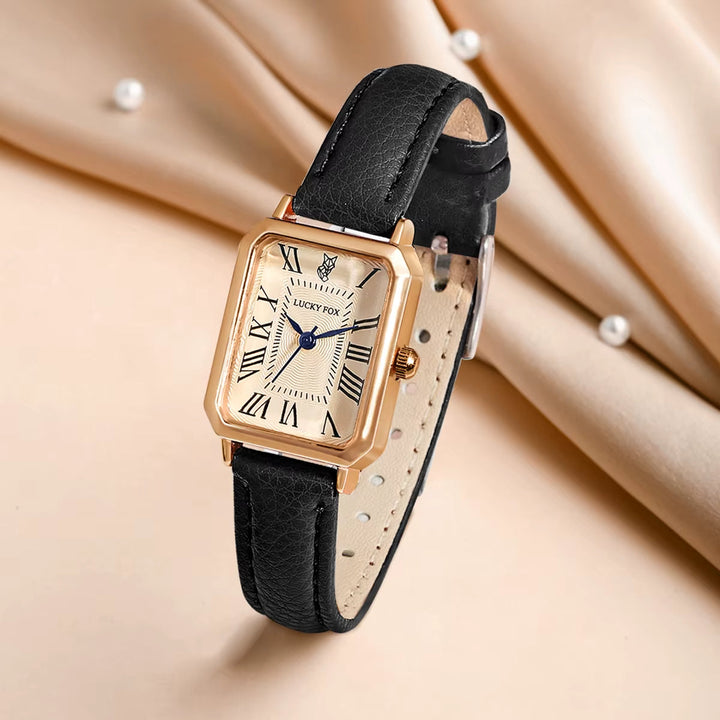 Brown Versailles Rectangle Watch for women by Emma & Rose Cape Town, featuring a sleek rectangular face and elegant design.