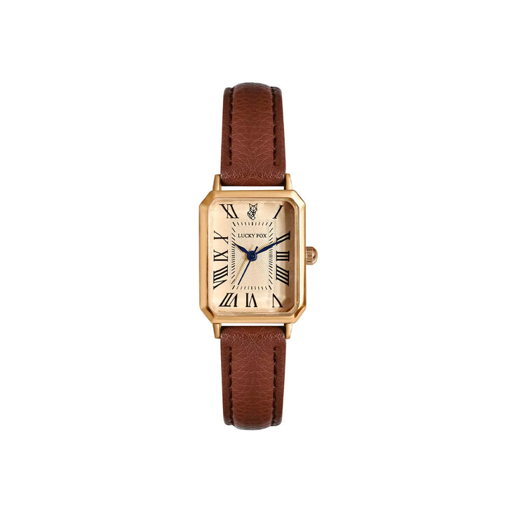 Brown Emma & Rose Cape Town Versailles Rectangle Watch for women, showcasing a sleek rectangular face and elegant design.