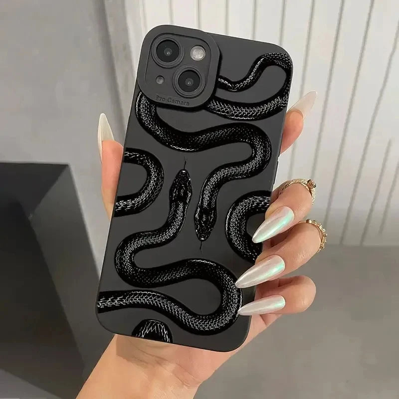 Gold iPhone case with serpent motif, designed for iPhone X and XS, part of Emma & Rose Cape Town women's accessories collection.